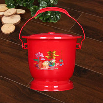 Wedding red plastic spittoon portable dowry Mandarin duck spittoon household elderly children toilet adult night pot