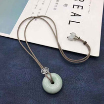 Safe button pendant pendant with necklace rope 925 silver rope emerald jade pendant rope handwoven fine male and female adjustable