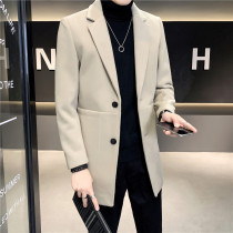 Suit collar woolen coat men long autumn and winter 2021 New thick woolen trench coat coat slim fashion