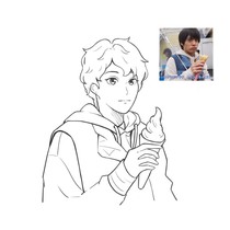 (Cabbage Draft) Hand-painted head Cartoon Cartoon black and white line live photo turn cartoon style manual customization