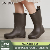 SNIDEL2021 Autumn Winter New Pint commute Brief about 100 lap pure color Middle cylinder Outdoor boot Rain boots SWGS215640
