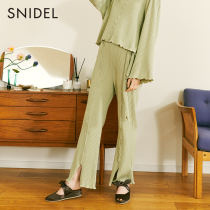 SNIDEL HOME Spring summer belt Agaric Side 100 Folds Fork Knit Long Pants SHCP211036