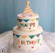 Douyin Xiaohongshu net red hand-painted double-layer mounted flower retro wedding cartoon birthday simulation fake cake model sample