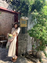 The smallest sea homemade Korean version of retro fashion temperament cotton and hemp suit short suit long skirt female summer