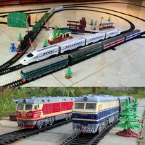 Rail high-speed rail steam green skin childrens puzzle electric simulation small train model toy boy girl 3-6 years old 4-5