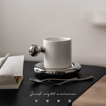 (Moon resident) coconut milk white silver small fat Cup dish gift box Mengmeng coffee milk ceramic ins mug