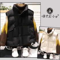 Large E Small e2021 Winter New Children White Duck Suede Down Horse Chia Boy Girl Sleeveless Thick Coat 20809