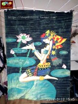High-quality batik painting Guizhou Miao nationality Batik hand-painted heavy color Batik decorative wall hanging Decoration decoration Lotus