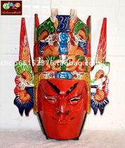 Woodcarving hand-carved Tunpu Cultural Decoration Collection Facebook Nuo Mask Ground Play Mask Nuo Opera Performance