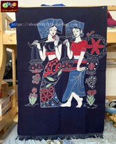 Batik painting Guizhou Miao batik Batik half curtain decoration wall hanging room half curtain sister 135 * 90CM