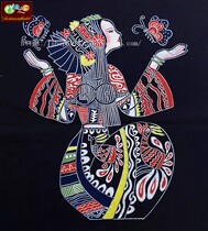 New batik figure small painting Guizhou Miao batik framed picture core decoration wall hanging butterfly love 61 * 51cm