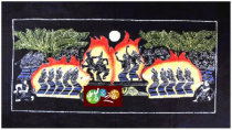 Batik painting Guizhou Miao handmade batik ethnic characteristic batik decorative wall hanging torch festival 203*94