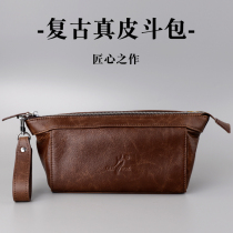 OLDFOX Leather Vintage Cigarette Bag Men's Multifunctional Portable Three Satchel Handmade Storage Kit