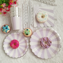 Lavender Striped party tableware purple stripe hot silver party cutlery paper cup paper towel