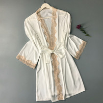 Nightgown Woman 2021 New Summer Ice Silk Star Net Red Same Sexy Hanfu Outer Robe Lace Silk Morning Robe