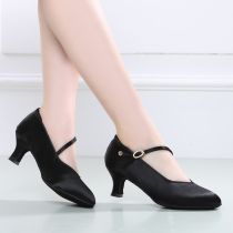 Dan Ballo Modern Shoes Womens Waltz Womens Shoes Professional National Standard Dance Tango Dance Shoes Mid-heel Black Latin Dance Shoes