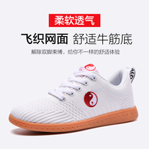  Flying woven mesh tai chi shoes Womens soft beef tendon bottom martial arts shoes mens spring and summer breathable Taijiquan practice shoes sports shoes