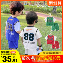 Boy Sports Ball Suit Suit Summer Dress 2022 New Childrens Clothes Children Baby Boy Thin Summer Tide U13595