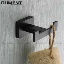 Free punch black adhesive hook door-to-door wall toilet bathroom towel hooks stainless steel double-head adhesive hook