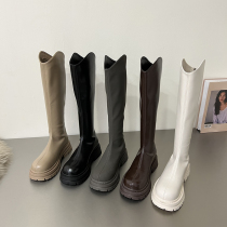 Martin boots female winter plus velvet thick bottom Inren wind boots small sub white knight boots high cylinder boot net red long cylinder boot