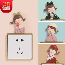 ins wind creativity cartoon cute princess room room wall decoration home wall resin switch patch