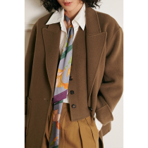 Little worm designer collection fashion profile chocolate brown double-sided handmade short coat