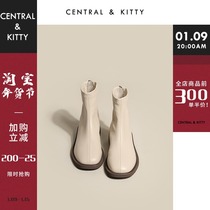 CENTRALKITTY mango head beige small short boots middle tube Martin boots socks boots Women boots autumn and winter Velvet