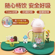 Flybee tritan material BPA-free Parrot Dual-use slide straw cup Baby Learning cup 300ml