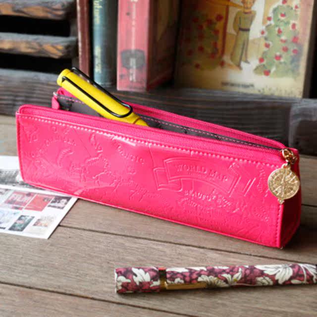 South Korea Imported Stationery Pen Bag 7321 World Map Pencil Case is available in two colors