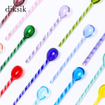 Glass Spoons candy colored handmade Glass mixing spoon coffee spoon dessert spoon ins same colorful spoon