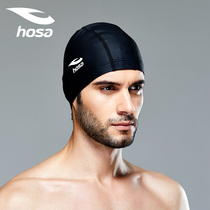 hosa hosa new swimming cap solid color fabric cloth glue swimming cap men and women long hair waterproof ear protection 219171101