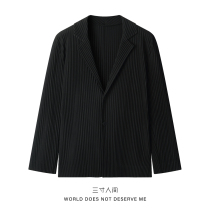 Japanese mansion pleated suit jacket Mens Four Seasons basic thin suit casual simple hanging top JD212