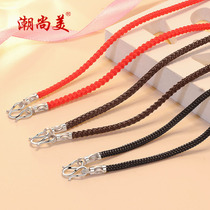 Damp Beauty 925 Silver Necklace Rope Pendant Hanging Rope Male Hanging Neck Jade Pendant Red Rope This Life Pendant Black Rope