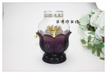 Taiwan technology Buddha seven treasure glazed oil lamp eight auspicious light supply lamp adjustable Wick colored lotus lamp