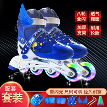 Wheel Skating Shoes Children Genders Sparkling Adjustable Sizing Rubber Wheels Skate Kit Pulley Shoes Dry Skates Skate Shoes