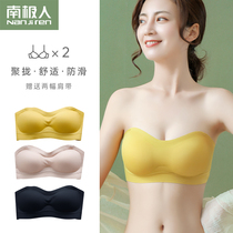 Strapless underwear thin summer seamless gathering without steel ring small chest large non-slip bra