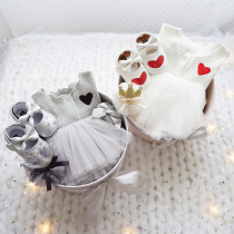  Newborn baby gift box net red clothes set pure cotton princess skirt newborn 100-day gift female baby full moon suit