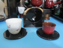 Fuzhou Lacquer * tea cup lacquerware Muto 6 pieces with containing frame square 90mm * 90mm round 90mm Purple Sand Pot toaster