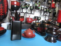 Natural lacquer lacquerware wood tea spoon tea clamp containing cylinder pen holder 7CM* 7CM* 14CM