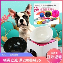Dog fighting Bowl special dog food basin ceramic pet cat table shelf flat face cat bowl oblique mouth bullfight large dog bowl