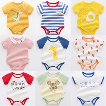 Baby bag fart clothes summer thin female baby male cotton one-piece clothes short-sleeved newborn triangle romper 3 months 6