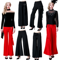 Lan Kwai Fong Latin Ballroom Dance Wide-leg Pants Flared Pants Womens high-waisted Gitba modern Square Dance pants