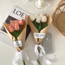 ins Hanfeng Tulip small bouquet with hand gift birthday gift simulation Flower Home soft dress with sunflower