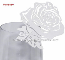 50 hollow rose wine glass card insert card hanging wall sticker decorative card Rose wedding seat card table card