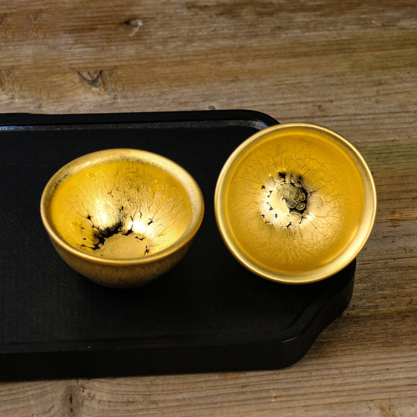 油滴黄金盏　建盞　天目茶碗　金箔 Qoo10] 天目茶碗 建盞（けんさん）曜変 金油滴黄