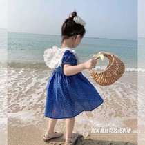 New girls foreign style floral skirt dress female baby summer niche design skirt childrens Korean long skirt(