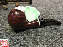 Yuanmuzhai Hainan Huanghuali old material X grain pair of eyes purple oil pear pipe master handmade