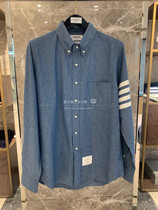 Thom Browne shirt 21SS TB Classic four bar casual long sleeve denim shirt coat for men and women