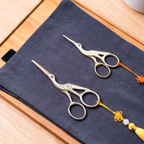 Vintage wind crane type tea scissors Handmade small scissors Tea ceremony tea bag scissors Small stainless steel large thread head scissors