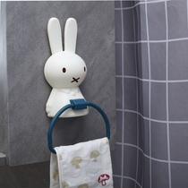Baby towel rack children cartoon rabbit towel hanging bathroom seamless perforated towel ring cute towel bar